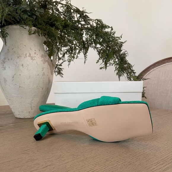 Good American Terry Kickstand Mules - Green Terry - Picture 6 of 8